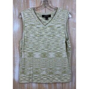 Kasper Women's Knit Green Marled Sleeveless Career Wear Sweater Striped Top 16